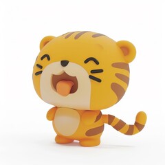 Sticker - Tiger character in 3D style on a white background
