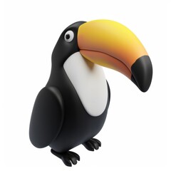 Sticker - toucan character in 3D style on a white background
