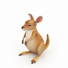 Canvas Print - wallaby character in 3D style on a white background
