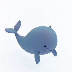 Wall Mural - whale character in 3D style on a white background
