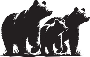 Bear group Silhouette vector illustration isolated on white background