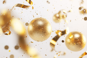 Wall Mural - golden particles and sprinkles for holiday. shiny golden lights. Defocused Golden Particles Glittery against Dark Background with Copy Space.