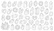 © sorninai - Set of outline crystals and stones. Crystals and diamonds, gemstones, precious stones, treasures. Doodle illustrations, line, icons, logo design. Magic and esoteric stones.
