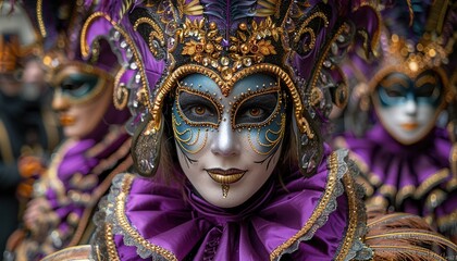 Canvas Print - Carneval parade with lots of people in costumes created