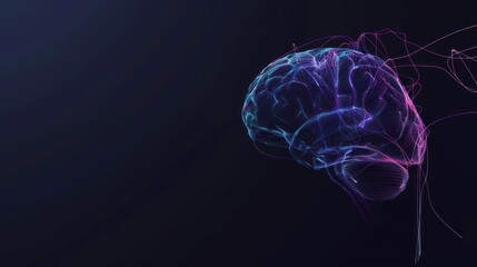 Abstract Brain with Glowing Lines