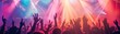 © Mnt - Vibrant concert scene with energetic crowd and colorful lights illuminating the atmosphere, celebrating music and excitement.