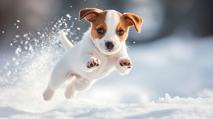 Dog puppy snow winter. Generative AI