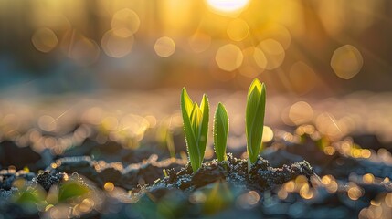 Poster - Spring plants bloom sun warmth. Generative AI