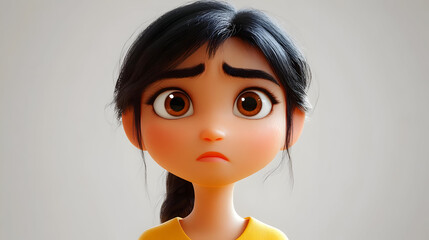 Sticker - A worried animated girl with large eyes and a concerned expression.