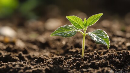 Canvas Print - Young plant, new life, growing, spring. Generative AI