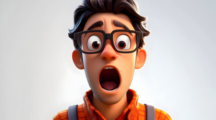 Sticker - A surprised animated character with glasses, expressing shock or amazement.