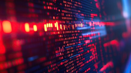 Abstract Binary Code Pattern with Red and Blue Lights