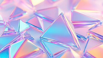 Sticker - Holographic Prismatic Triangles Abstract Background