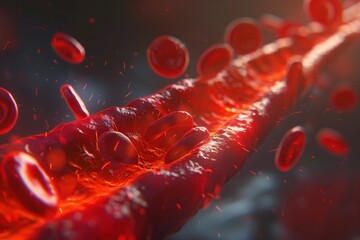 red blood cells flowing artery