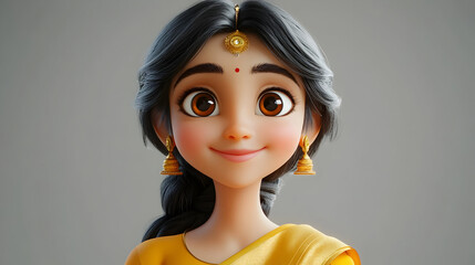 Poster - A cheerful animated character wearing traditional attire with a warm smile.