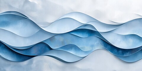Wall Mural - abstract background forming a wavy blue lines pattern, ideal for technology or design projects