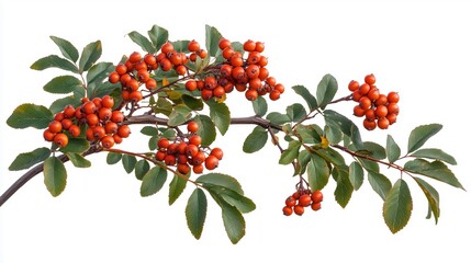 rowan branch on white background