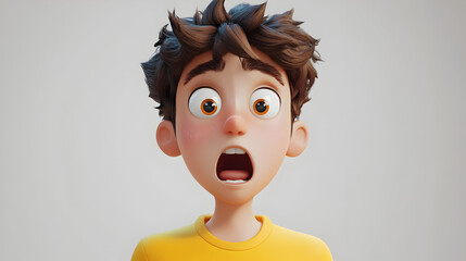 Sticker - A surprised animated character with messy hair and wide eyes, expressing shock or amazement.