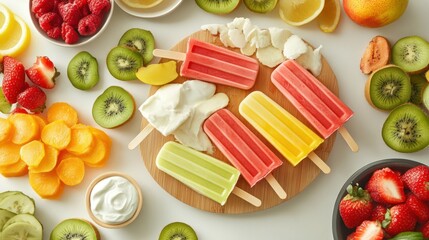 Canvas Print - Colorful Ice Pops with Fresh Fruit