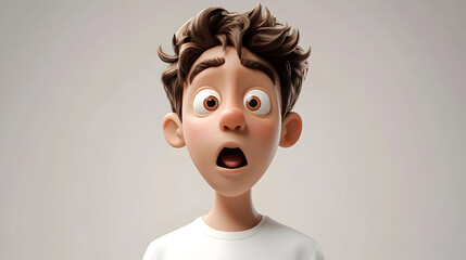 Sticker - A surprised boy with curly hair and wide eyes, expressing shock or amazement.