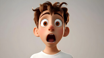 Sticker - A surprised young boy with wide eyes and an open mouth, expressing shock or excitement.