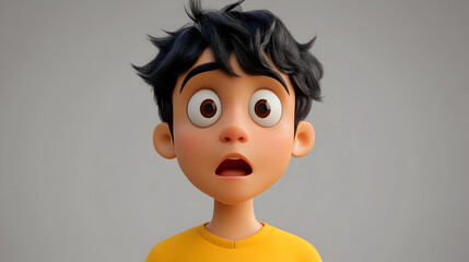 Sticker - A surprised young boy with messy hair, expressing shock or astonishment.