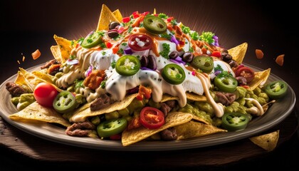 Wall Mural -  a plate piled high with loaded nachos