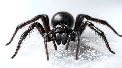 Wall Mural - A close-up image of a black spider with detailed features and texture.