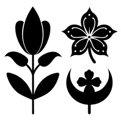 Wall Mural - Flower black silhouette icon vector illustration