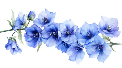 Canvas Print - A beautiful watercolor illustration of blue flowers arranged elegantly.