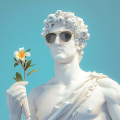 Wall Mural - Statue of David holding flower