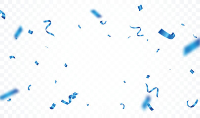 Wall Mural - blue confetti and ribbon, isolated on transparent background