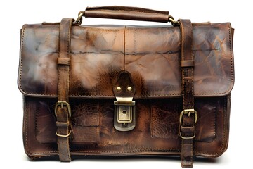 Canvas Print - Vintage Leather Briefcase with Rustic Charm and Unique Texture