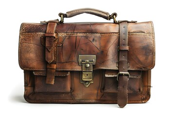 Canvas Print - Vintage Leather Briefcase with Distressed Finish and Classic Hardware