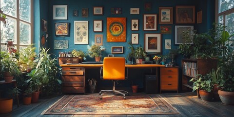 Sticker - Creative Home Office Design: A Fusion of Color, Style, and Personality, generative ai