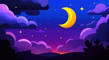 Wall Mural - experience a magical night sky filled with vibrant blues and purples, where dreams meet celestial la