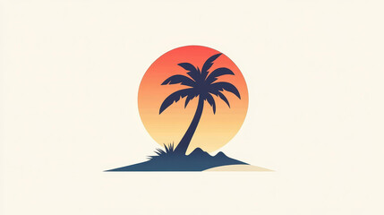 Poster - Embrace summer vibes with a minimalist palm tree silhouette, perfect for tropicalthemed decor or beachy designs.