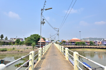 Wall Mural - Wat Bot Bridge is the most famous landmark in Uthai Thani, Thailand 