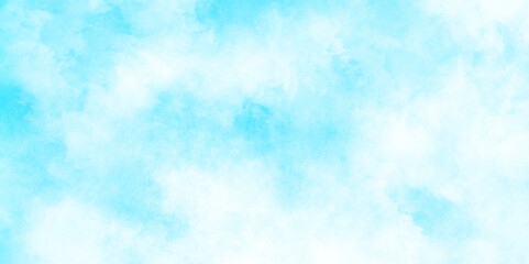 Wall Mural - Classic hand painted Blue watercolor background, White and blue frozen ice surface color blurry and defocused Cloudy Blue Sky, watercolor picture painting illustration with clouds and stains.