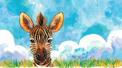 Poster - Discover a charming handpainted watercolor zebra, perfect for adding a playful touch to your art collection.