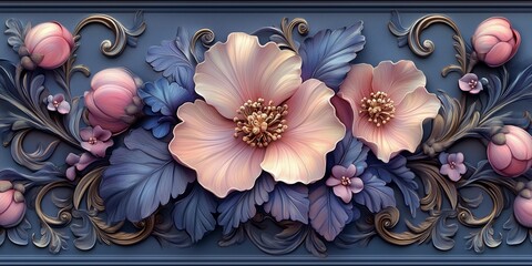 Poster - Pastel Palette Floral Elegance with Intricate Detailing, generative ai