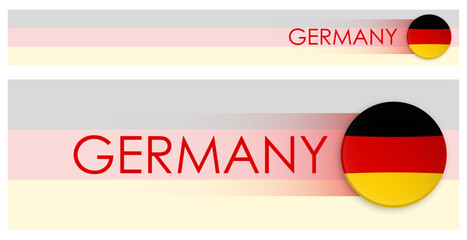 Wall Mural - Germany flag horizontal web banner in modern neomorphism style. Webpage Germany country header button for mobile application or internet site. Vector