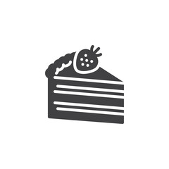 Poster - Strawberry cake vector icon