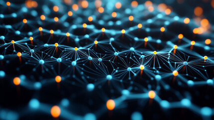 Molecular patterns form a 3D structure with connected dots and lines. They visualize vast amounts of data.