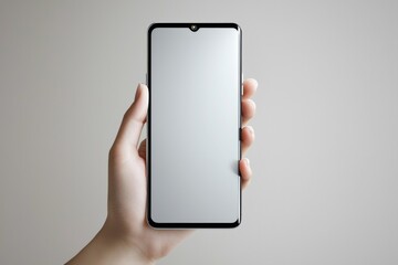 Blank Smartphone Mockup on Hand created with Generative AI