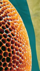 Poster - A close up of a large orange ball with holes in it, AI