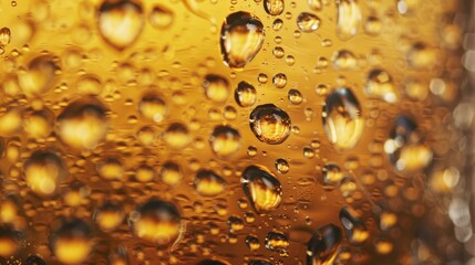 Wall Mural - Water droplets on a beer glass. Texture and backdrop