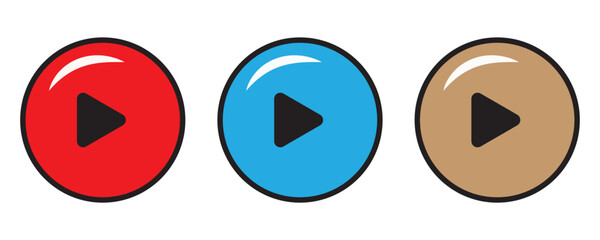 Play button icon vector set. Start Buttons Illustration. Music video start sign. Vector illustration.