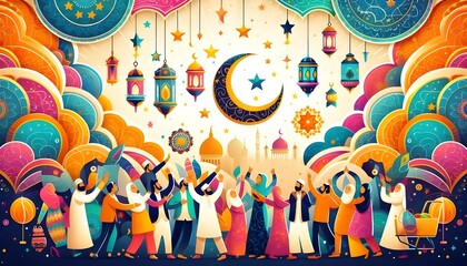 Wall Mural - masjid , and moon, ramadhan