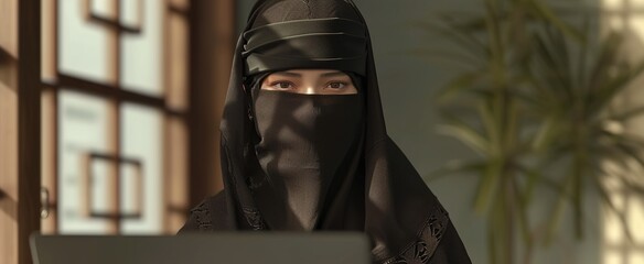 Portrait of Young Muslim Woman Wearing Hijab 